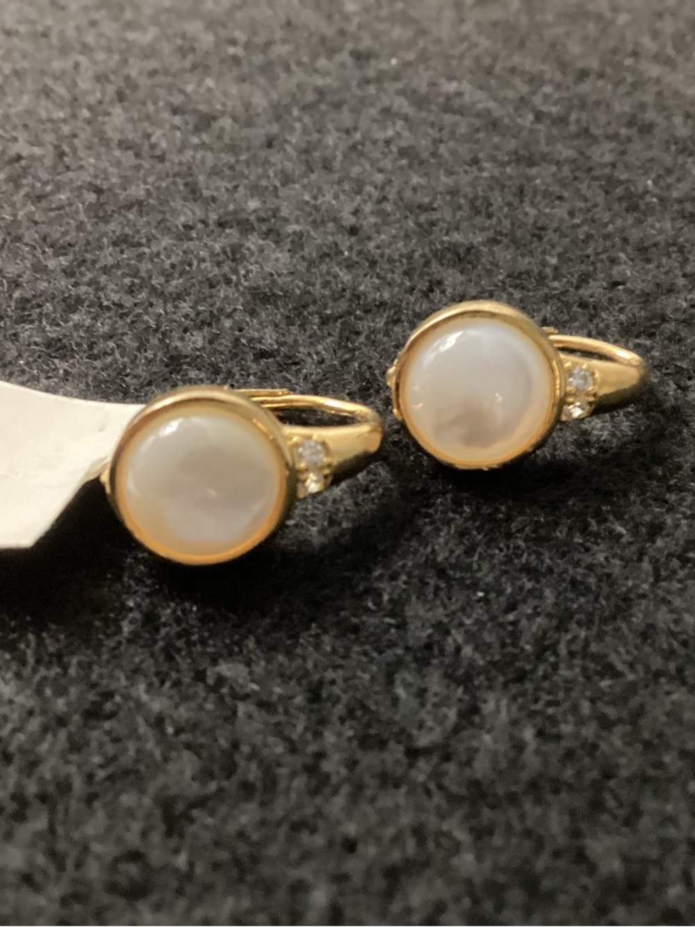 Gold Tone Fine Silver Plate Pearl Stud Earrings with Crystal Accent